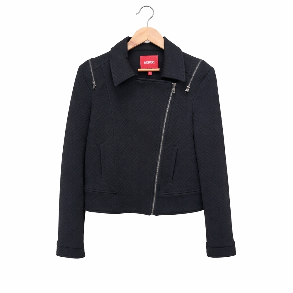 BONGO Women's Black Quilted Bomber Jacket